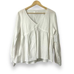 SOLD Morgan Taylor linen long sleeve peasant blouse, M